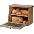 thumbnail image 5 of Wood Bread Box Large Kitchen Counter Storage Punched Willow Tin Primitive décor Interior Shelf Wooden Country Farmhouse Breadbox (Natural Wood), 5 of 8