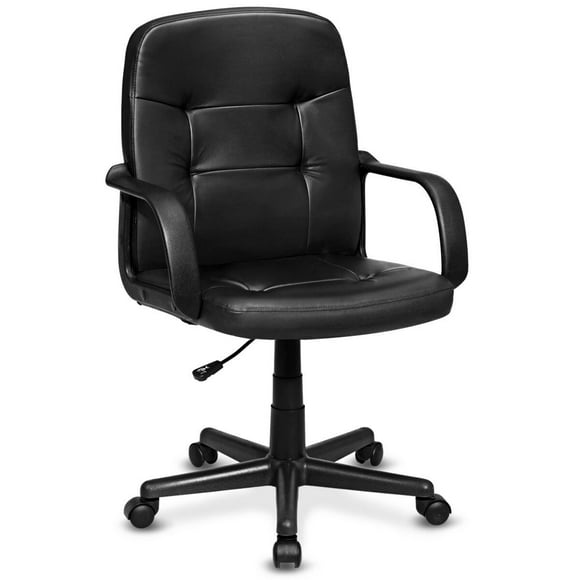 Silla de Oficina Costway PVC Altura Regulable Negro