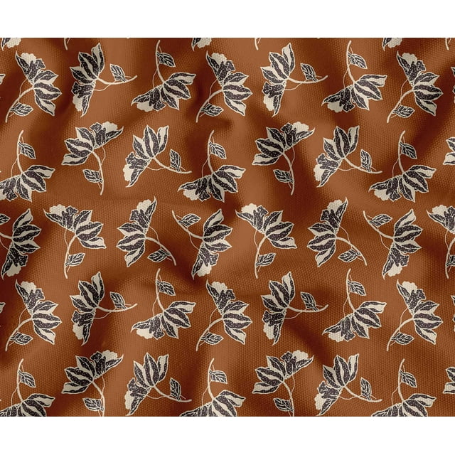 Soimoi 56 Inch Wide Polyester Canvas Fabric By 2 Yard - Leaves Design - Brown - Water-Resistant Outdoor & Upholstery Material