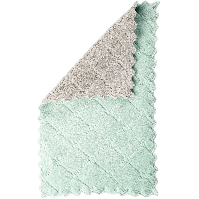 Dishcloth Thickened Microfiber Cloth Rags Reusable Washcloth Water-absorbing Dishes Plate Tableware Towel House-working Green Coffee