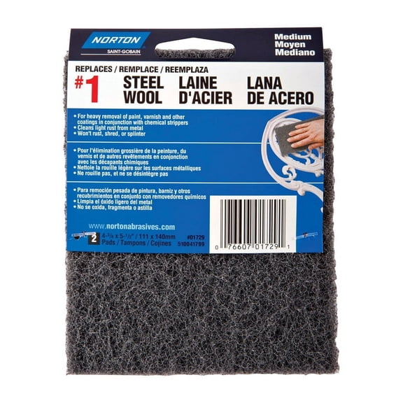 Norton Abrasives Sanding Wool Pad,1 Grit,Medium,PK2  07660701729