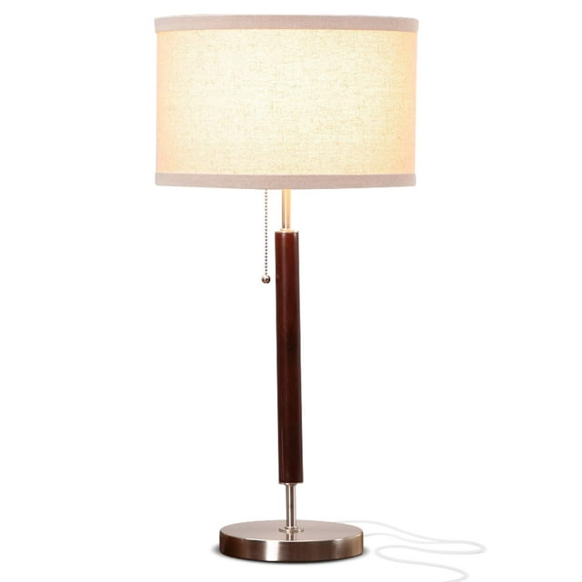 Brightech Carter LED Lampe de Chevet - Table Compacte et Lampe de Lecture de Bureau pour Chambre à Coucher, Salon, Bureau - Table de Chevet Moderne et Lampe de Chevet avec Lumière Ambiante Douce - Acier Inoxydable et Finition en Bois