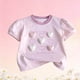 thumbnail image 5 of Blusas y camisas de manga corta con cuello redondo para niña, camiseta de verano con estampado de corazón tridimensional de manga corta, top holgado dulce de media manga para bebé, top de algodón para, 5 of 9