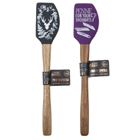 Thyme & Table 2-Pack Novelty Silicone Spatula - Dark Gray & Purple 