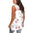 thumbnail image 4 of Débardeurs pour Femmes Col en V T-Shirts Sans Manches Tops Floraux Fendus sur le Côté, 4 of 5