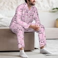 thumbnail image 5 of Wukai Rabbit Face Men's Long-Sleeve Pajama Set - Comfortable Sleepwear with Button-Down Shirt and Pants-Medium, 5 of 6