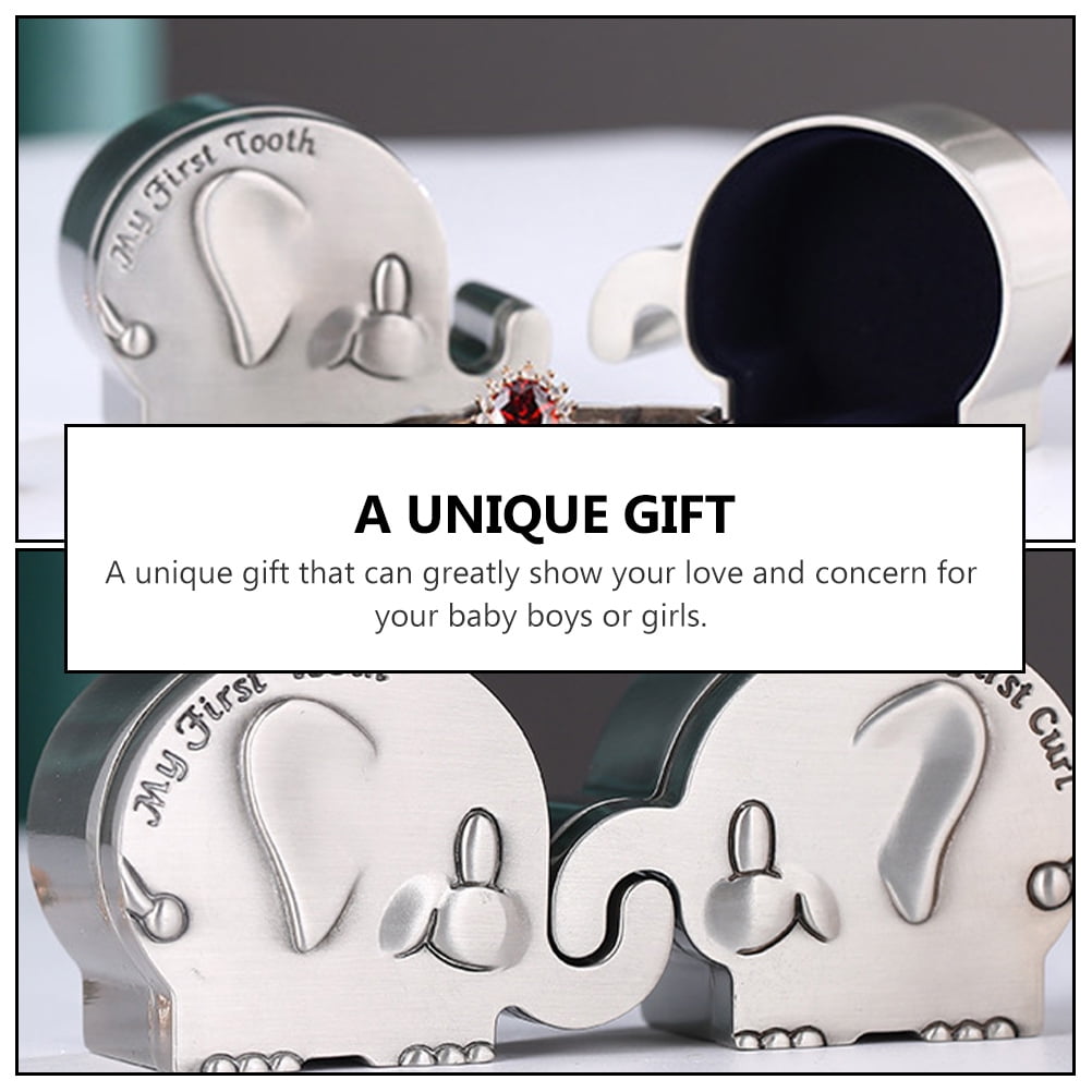 OFFIGAM 1 Pair Silver Tooth Keepsake Box in Elephant Shape for Baby Items
