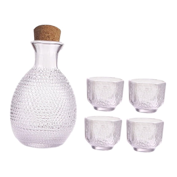 FashionCha Sake Pot Set Unique Versatile Housewarming Gift Decorative Clear 1 Sake Bottle 4 Style A