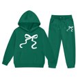 thumbnail image 2 of Angala 2 Piece Outfits For Girls Hooded Long Sleeve Bowknot Print Sweatshirt With Jogger Pants Set Girls Autumn Daily Wear Clothes, 2 of 3