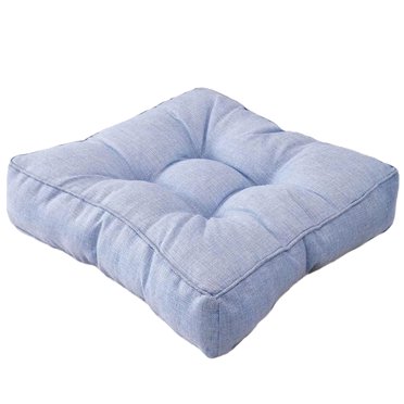 Square Padded Chair Cushion, Velvet Tufted Floor Pillow Ergonomic Design for Various Activities 20"x20" Clear Sky Blue