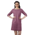thumbnail image 1 of Moomaya Robes Mini Femmes Coton Slub Robes d'Été Manches 3/4 Robe Droite, 1 of 4