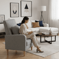 thumbnail image 6 of AFO Mid-Century Modern Fabric Upholstered Accent Chair with Removable Pillow for Living Room, Bedroom, Apartment, Light Grey, 6 of 6