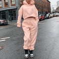 thumbnail image 4 of Gibobby Conjunto de sudadera y pantalones Suéter de terciopelo sólido de moda para mujer, traje informal de dos piezas en invierno(Rosa,M), 4 of 5