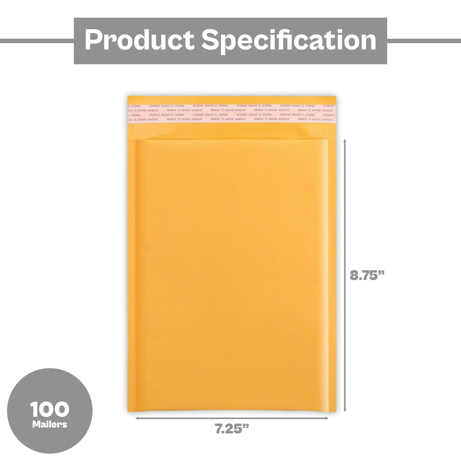 SSBM Kraft Bubble Mailer, 7.25x9.75 Inch, 100 Pack,(#DVD) Padded Shipping Envelope Mailers, Gold Yellow, Self Seal and Peel Strip