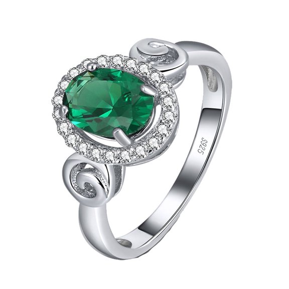 Engagement Ring for Women Green CZ Sterling Silver Statement Ring Ginger Lyne Collection