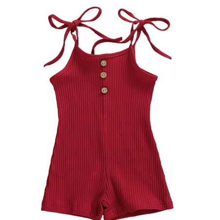 

Tapsier Baby Girls Sleeveless Shorts Romper Summer Casual One Piece Jumpsuit Red