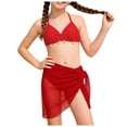 thumbnail image 5 of Hessimy Girls Swimsuit Two Pieces Bikini Set Ruffle Bathing Suits Flounced Tankini Swimwear,Ruffle Trim（Red,9-10 Years), 5 of 7