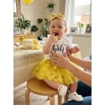 thumbnail image 3 of BemeyourBBs Infant Baby Girl 1/2 Half Birthday Outfit Half Way To One Outfit Letter Bee Print Short Sleeve Romper Bow Tulle Tutu Skirt Set Headband 3 Pcs Summer Clothes, 3 of 9