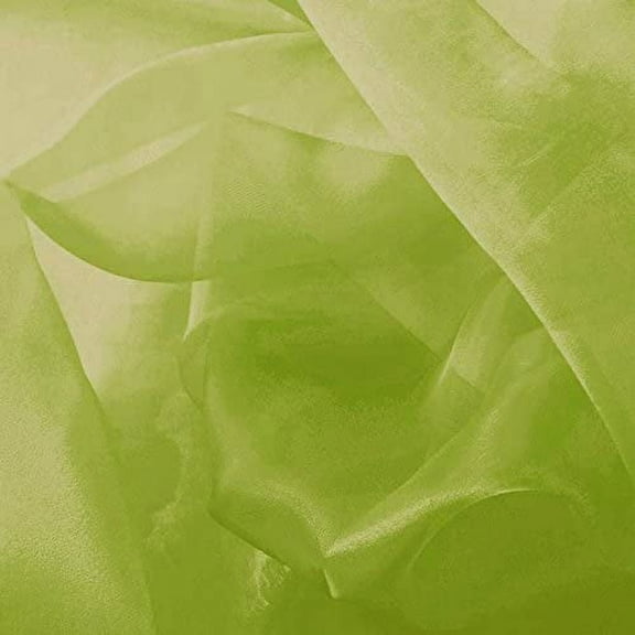 DECORATIVE SILK INC. Sparkle Crystal Sheer Organza Fabric Shiny 60" inch wide by the yard (Olive)