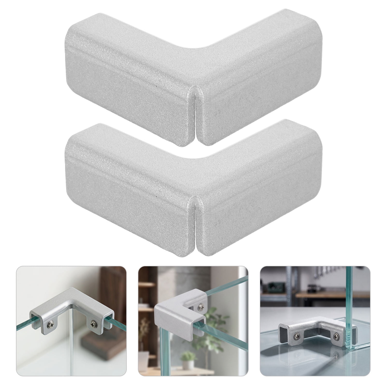 WEUVEB 4pcs Aquarium Glass Clamp Bracket Aluminum Alloy Silver Double-sided