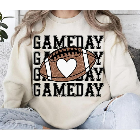 Gameday Football , Heart Football Sublimation Design, Glitter Sports , Game Day Shirt Design, Football Mom TSHIRT All Size S-5XL