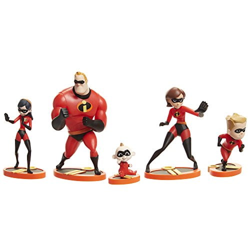 The Incredibles 2, 5 Ensemble de Figurine de Famille Pièce Est Livré avec (Mr./Mrs. Incroyable, Violet, Tableau de Bord, Jack Jack)