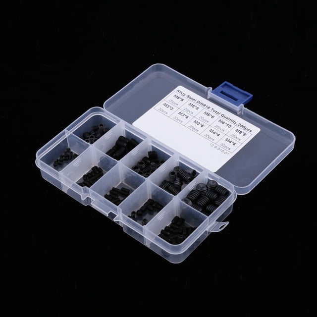 200Pcs M3 M5 M6 M8 Tornillos Prisioneros de Punta de Copa Hexagonal shamjiam Material acero Al Carbono Tornillo de cabeza hexagonal
