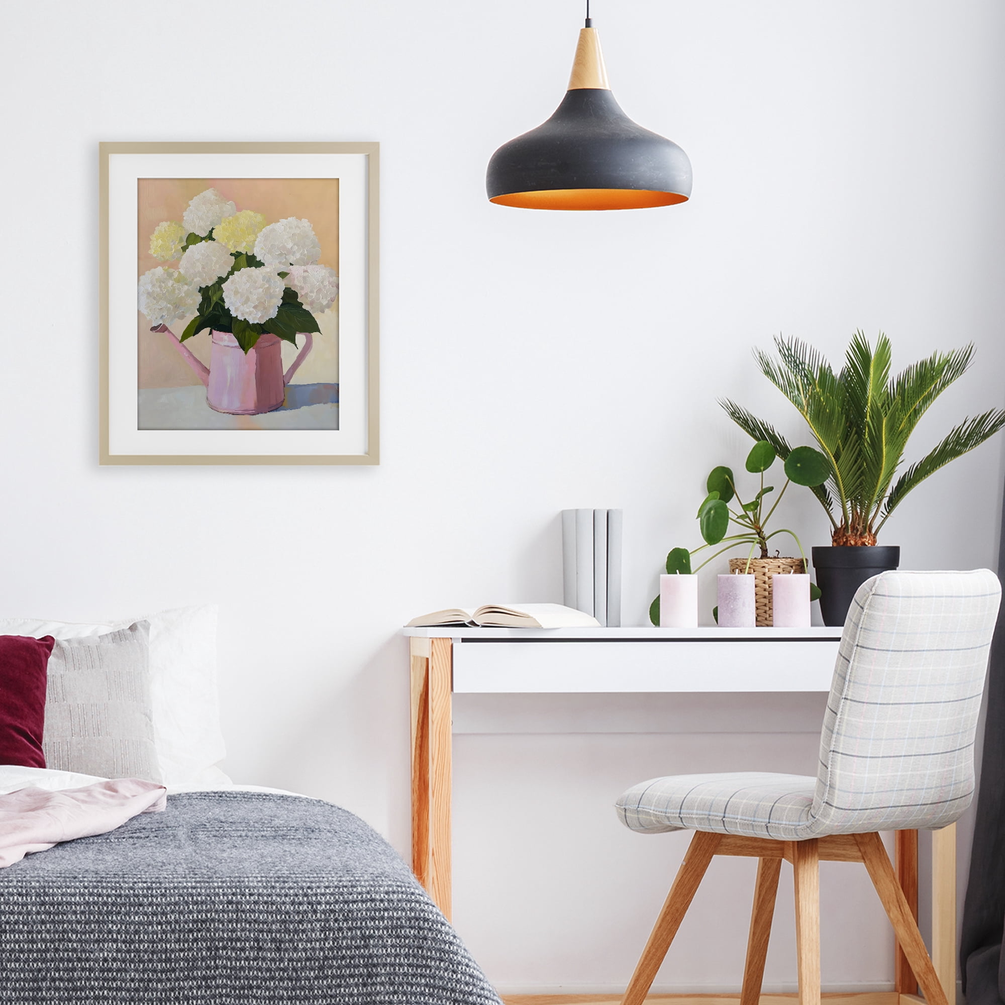 Stupell Industries Hydrangeas in Watering Can Birch Framed Print Under Glass, design by The Prints Vibe