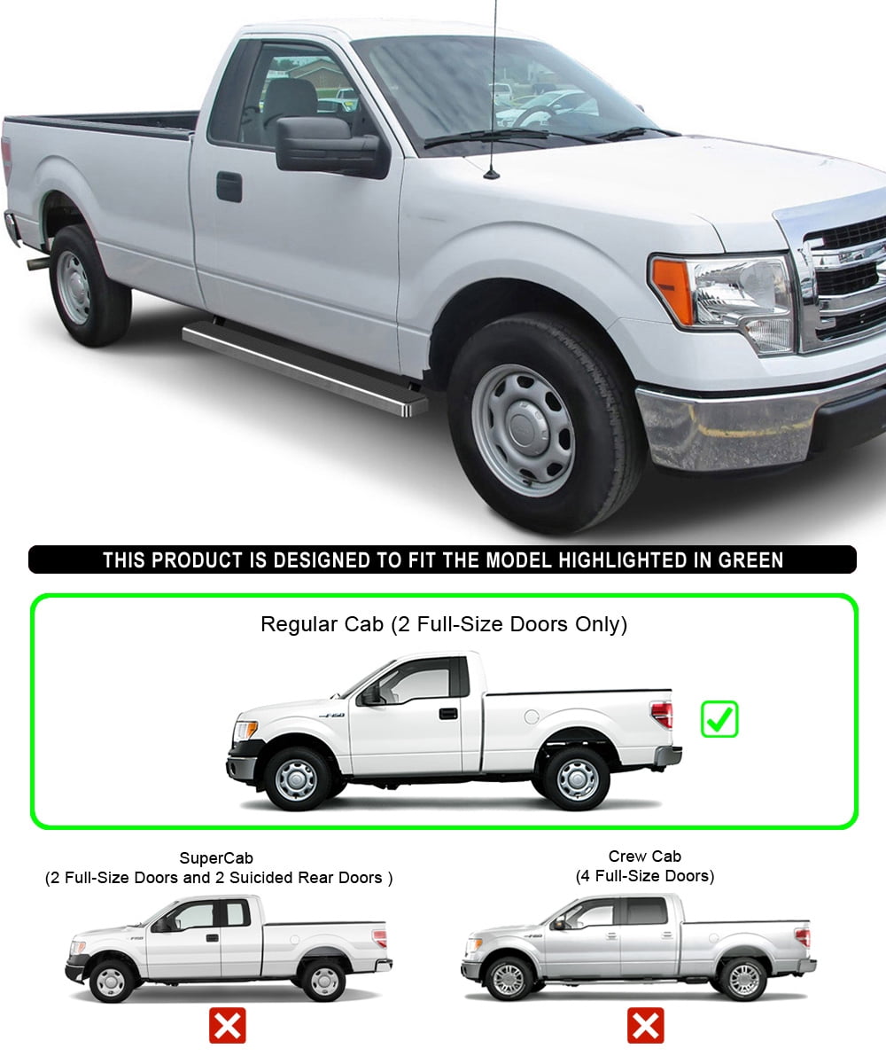 APS Running Boards 5 inches Compatible with Ford F150 2009-2014 Regular Cab 304 Stainless Steel (Nerf Bars Side Steps Side Bars)