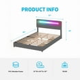 thumbnail image 2 of Full Size Bed Frame with 4 Storage Drawers, LED Lights Headboard Upholstered Platform Bed Frame, Easy Assembly, Grey, 2 of 10