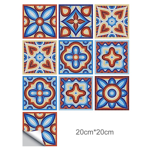 Azulejo de pared Vinilo Flor Etiqueta de la pared Mural Calcomanía para azulejos Etiqueta autoadhesiva impermeable para azulejos, MZ-2-145, Grande Inevent HA002473-148