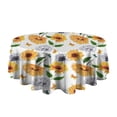 thumbnail image 5 of White Butterfly Sunflower Pattern Round Tablecloth 60"x60",Wrinkle Wipeable Table Cloth for Kitchen Dining Room Picnic Patio Party, 5 of 6