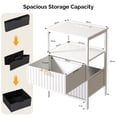 thumbnail image 6 of Ktaxon 2pc Nightstand with Charging Station End Table with 2 Fabric Drawers Bedside Table Furniture for Bedroom, Living Room, Fluted White Wave Design, 6 of 10