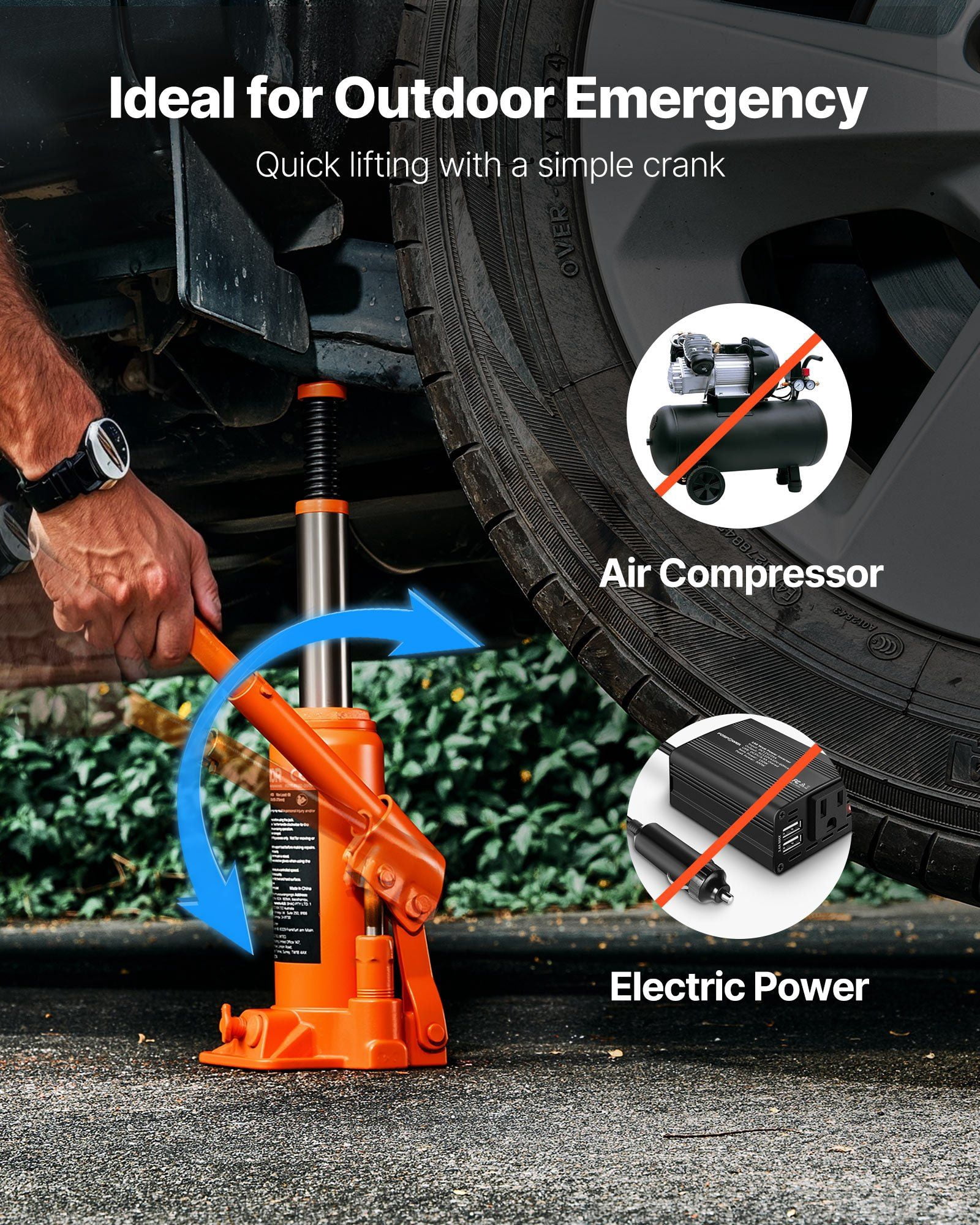 6 Ton Hydraulic Bottle Jack for Car and SUV - Heavy Duty Welded Lift with 7.7-14.8 Inch Range, Ideal for Auto Repair & Agricultural Equipment (Orange)