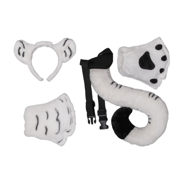 Conjunto de disfraces de animales, disfraz de animal, cola, Halloween, cosplay, fiesta, aro para el pelo Blanco