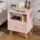 thumbnail image 1 of Mesa de noche Aenuert rosa con puertos USB y cajón, 1 of 9
