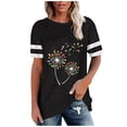 thumbnail image 2 of DPTALR Femmes Chemises Rayé Tee Nouveauté Chemise Drôle Manches Courtes Col Rond Tee Tops, 2 of 4