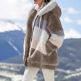 thumbnail image 3 of Gibobby Chamarras para mujer, Chamarra de forro polar Sherpa para mujer, holgada, de manga larga(Caqui,G), 3 of 5
