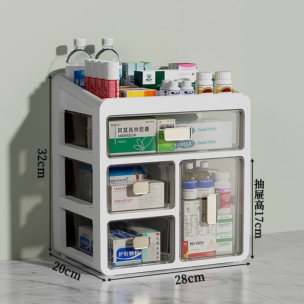 Caja de medicamentos for el hogar, caja de almacenamiento pequeña de tamaño familiar, tipo cajón, caja de medicamentos de gran capacidad, caja de medicamentos médicos de múltiples capas