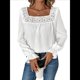 thumbnail image 2 of Blusa Informal Holgada de Larga Abullonada con Cuello Cuadrado para Mujer, Estilo Otoño L, 2 of 10