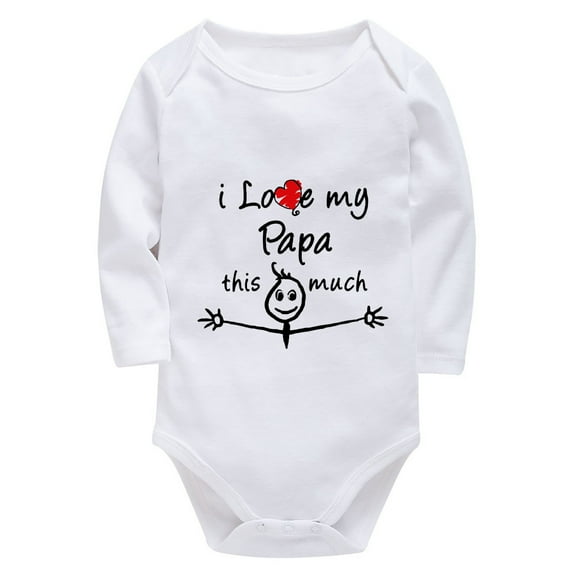 I Love My Papa This Much Baby First Outfit Hospital for Boy Long Sleeve First Outfit for Newborn Boy White 24 Month Romper