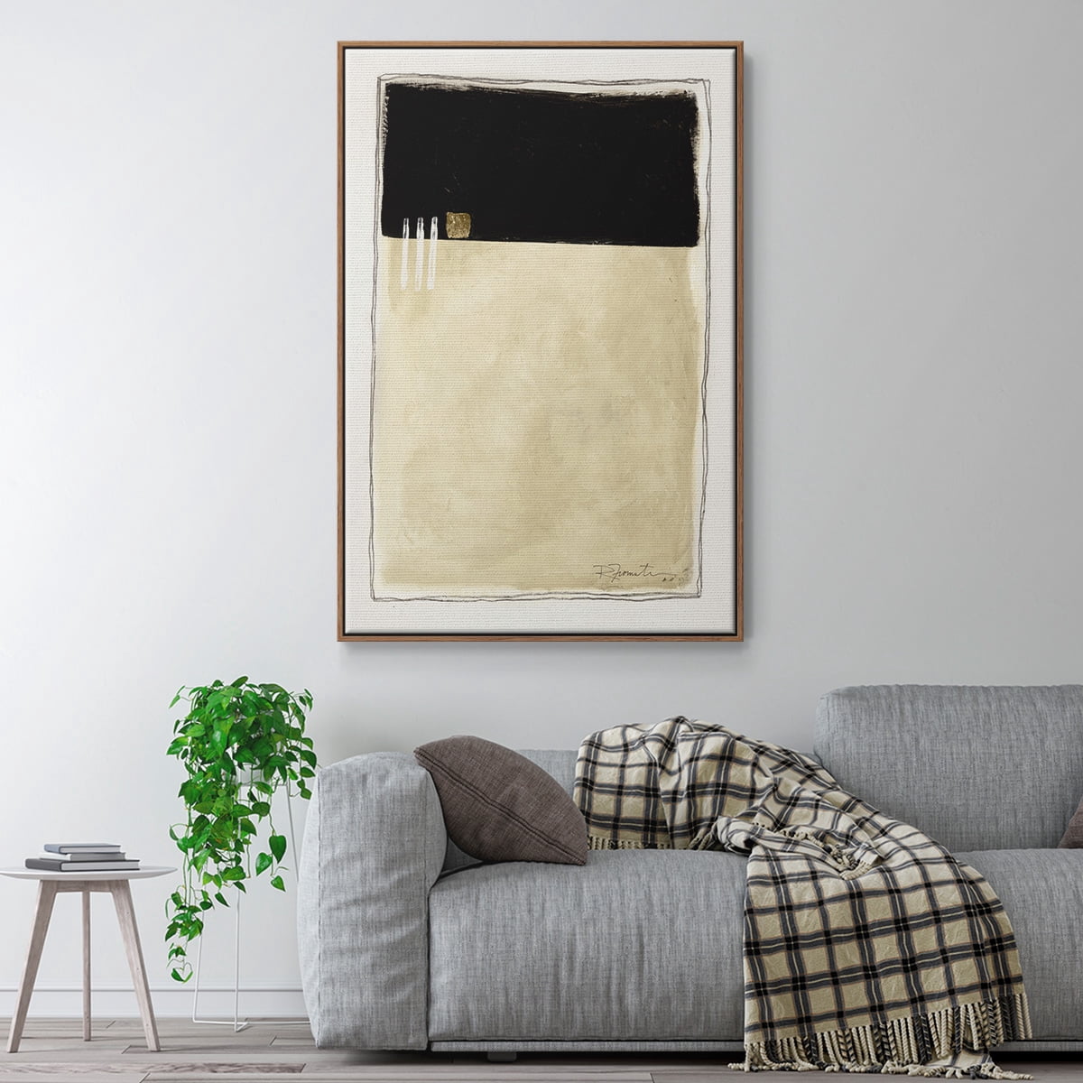 Inner Musing II Framed Premium Gallery Wrapped Canvas - Ready to Hang - 17 x 25 - Walnut Floating Frame