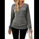 thumbnail image 3 of Camisetas para Mujer, Larga, Cuello en V, Básicas, Informales, Holgadas, Suaves, para Otoño. Gris Oscuro L, 3 of 10