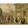 thumbnail image 2 of Gerard Hoet 14x12 Black Ornate Wood Framed Double Matted Museum Art Print Titled: Queen Cleophis Offering Wine to Alexander the Great After His Conquest of Mazaka (1670 - 1733), 2 of 5