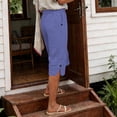 thumbnail image 6 of Axiiglly Bermuda Shorts for Women 2026 Cotton Linen Elastic Waist Straight Loose Fit Summer Beach Long Shorts with Pockets, S-3XL, 6 of 9
