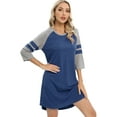 thumbnail image 2 of WBQ Womens Nightgowns 3/4 Long Sleeve Sleepshirts Round Neck Contrast Color Sleepwear Comfy Loungewear Night Dress, S-XXL, 2 of 9