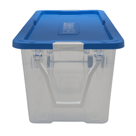 HART 200 Quart Latching Rolling Plastic Storage Bin Container, Clear, Set of 2