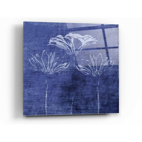 Epic Art 'Indigo Wild Flowers' by Linda Woods, Acrylic Glass Wall Art, 24"x24"