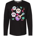 thumbnail image 3 of Inktastic Day of the Dead Owl Sugar Skulls and Guitar Long Sleeve T-Shirt, 3 of 5