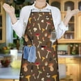 thumbnail image 6 of Colorful Mushroom Group Brown Pattern Apron-Garden Aprons for Women with Pockets-Cotton Linen Waterproof Kitchen Cooking Gardening Aprons Adjustable for Kitchen,Cooking,BBQ and Salon 33x27 Inch, 6 of 7